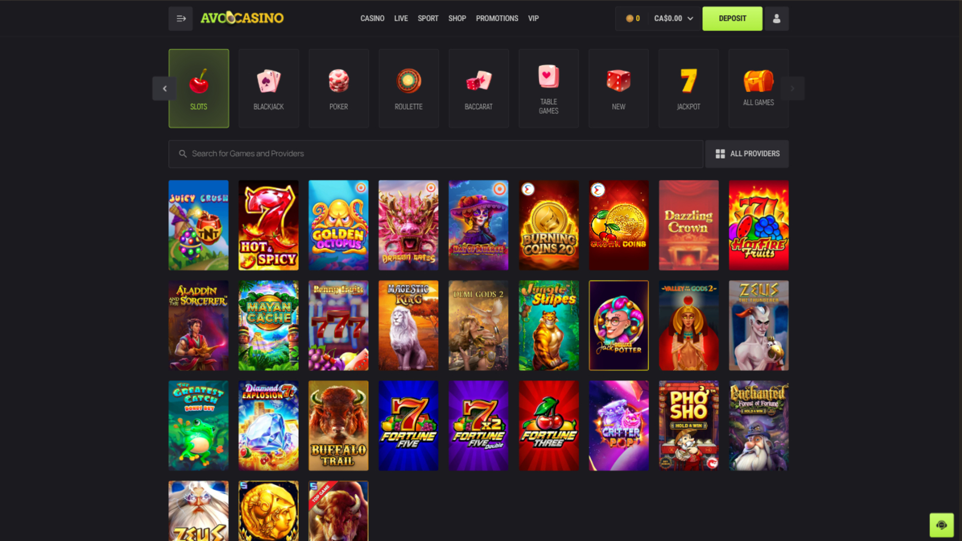 Игры Avocasino на компьютере