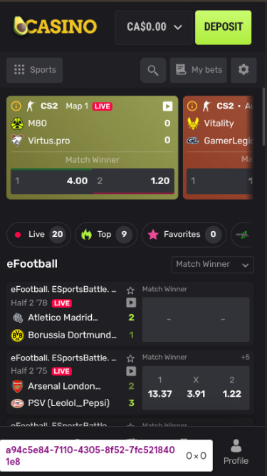 Мобильные ставки на спорт Avocasino