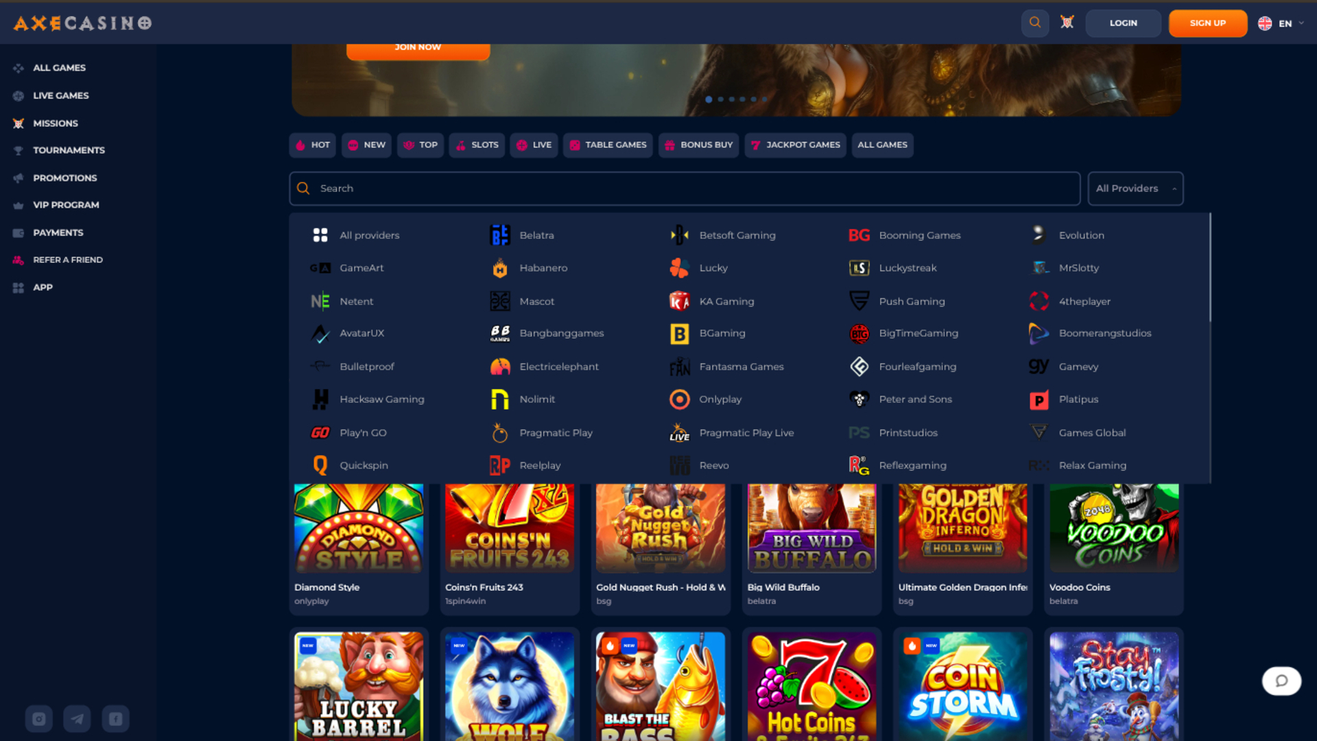Axe Casino Desktop Game Developers