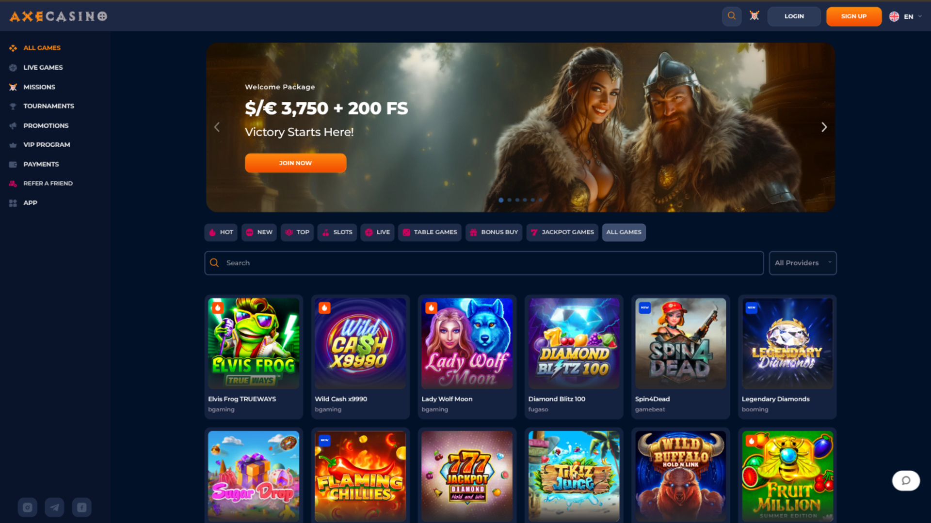 Axe Casino Desktop Games