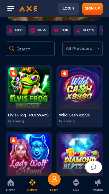 Axe Casino Mobile Games