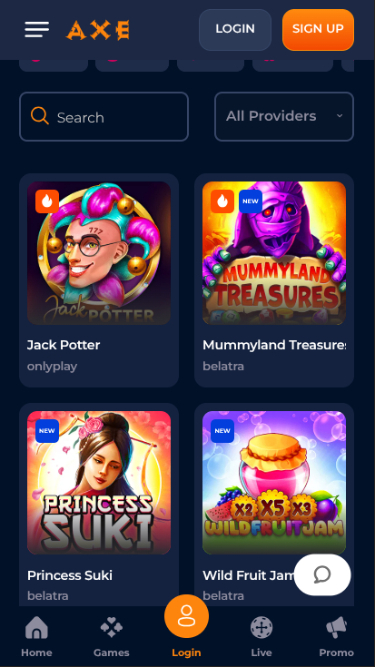 Axe Casino Mobile Jackpot