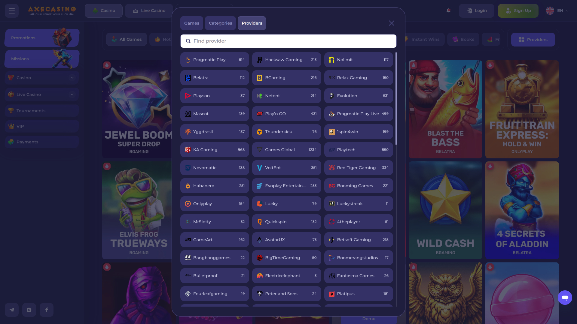 Axe Casino Desktop Game Developers