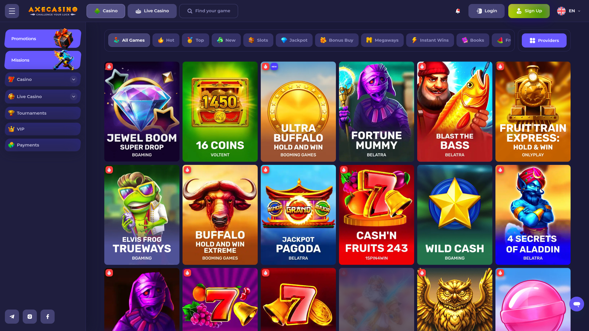 Axe Casino Desktop Games