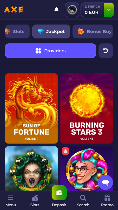 Axe Casino Mobile Jackpot