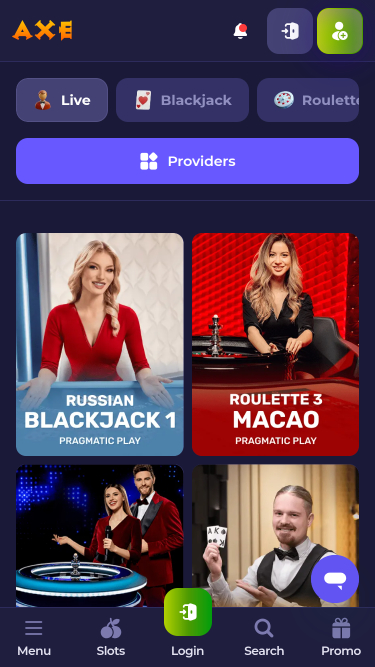 Axe Casino Mobile Live Dealer