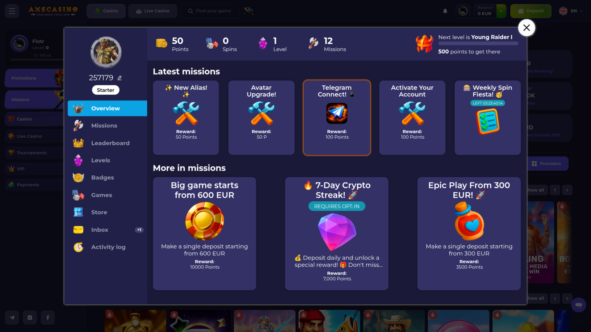 Axe Casino Desktop Tournaments