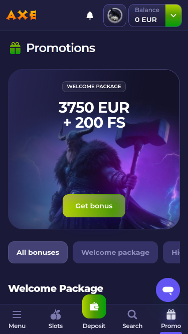Axe Casino Mobile Promotions