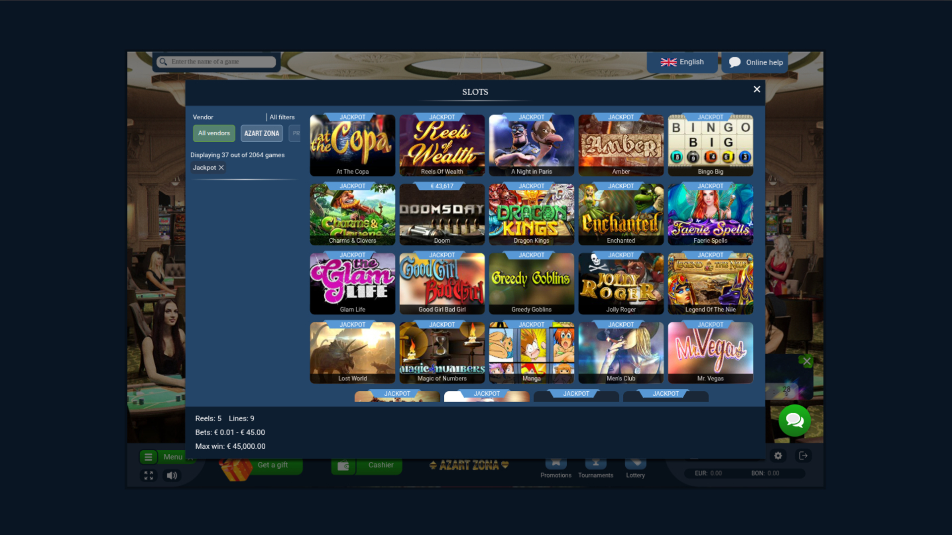 Azart Zona Casino Desktop Jackpot