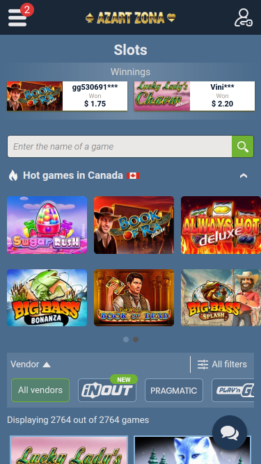 Juegos móviles de Azart Zona Casino
