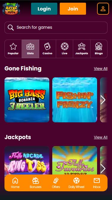 Aztec Wins Casino Mobile Games