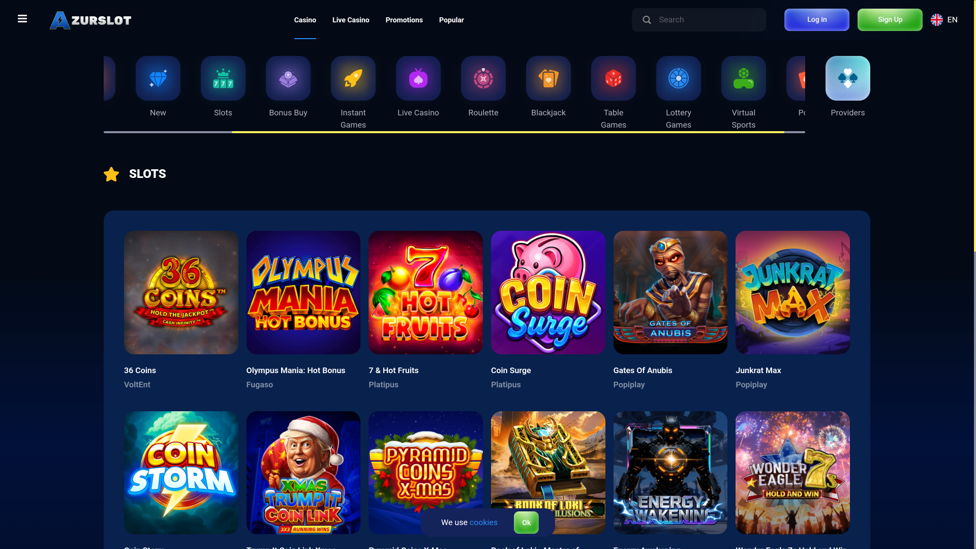 Azur Slot Casino Spiele Desktop