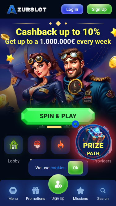 Azur Slot Casino Homepage Mobil