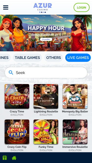 Croupier en direct mobile de Azur Casino