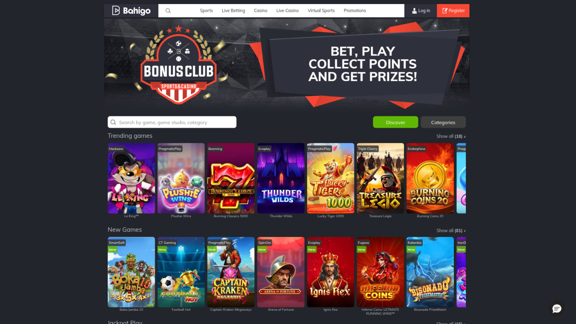 Jeux de bureau de Bahigo Casino