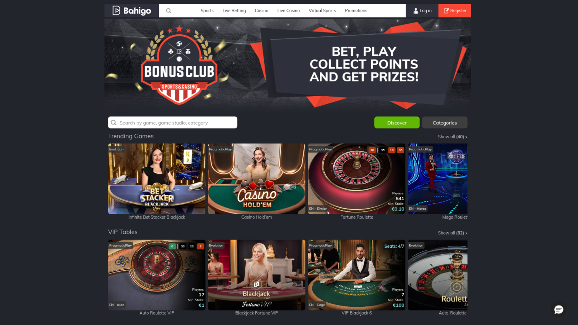 Croupier en direct sur bureau de Bahigo Casino