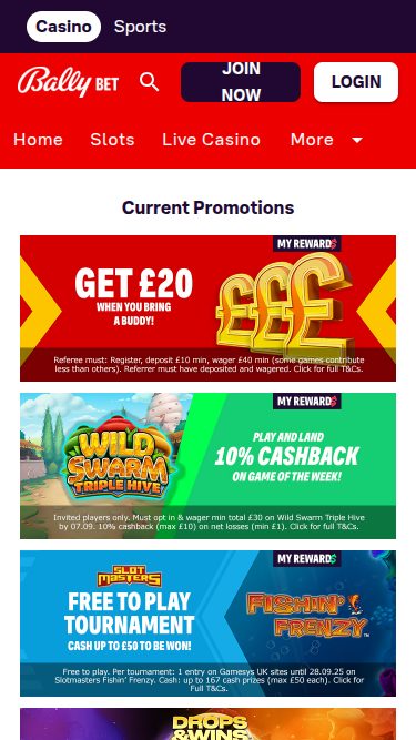 Promotions mobiles de Bally Casino