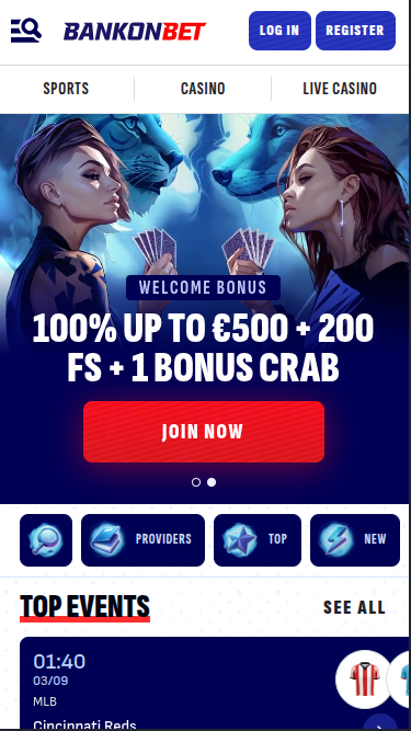Bankonbet Casino Mobile Homepage
