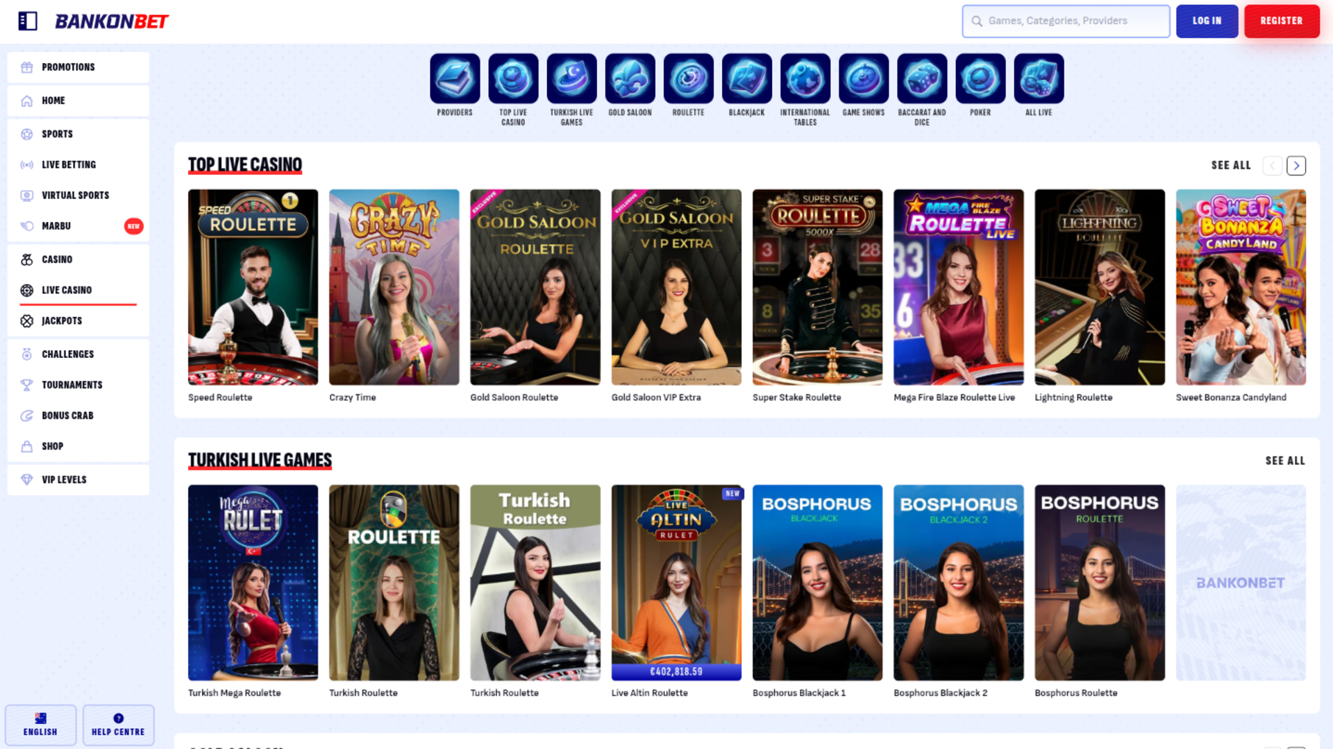 Bankonbet Casino Desktop Live Dealer