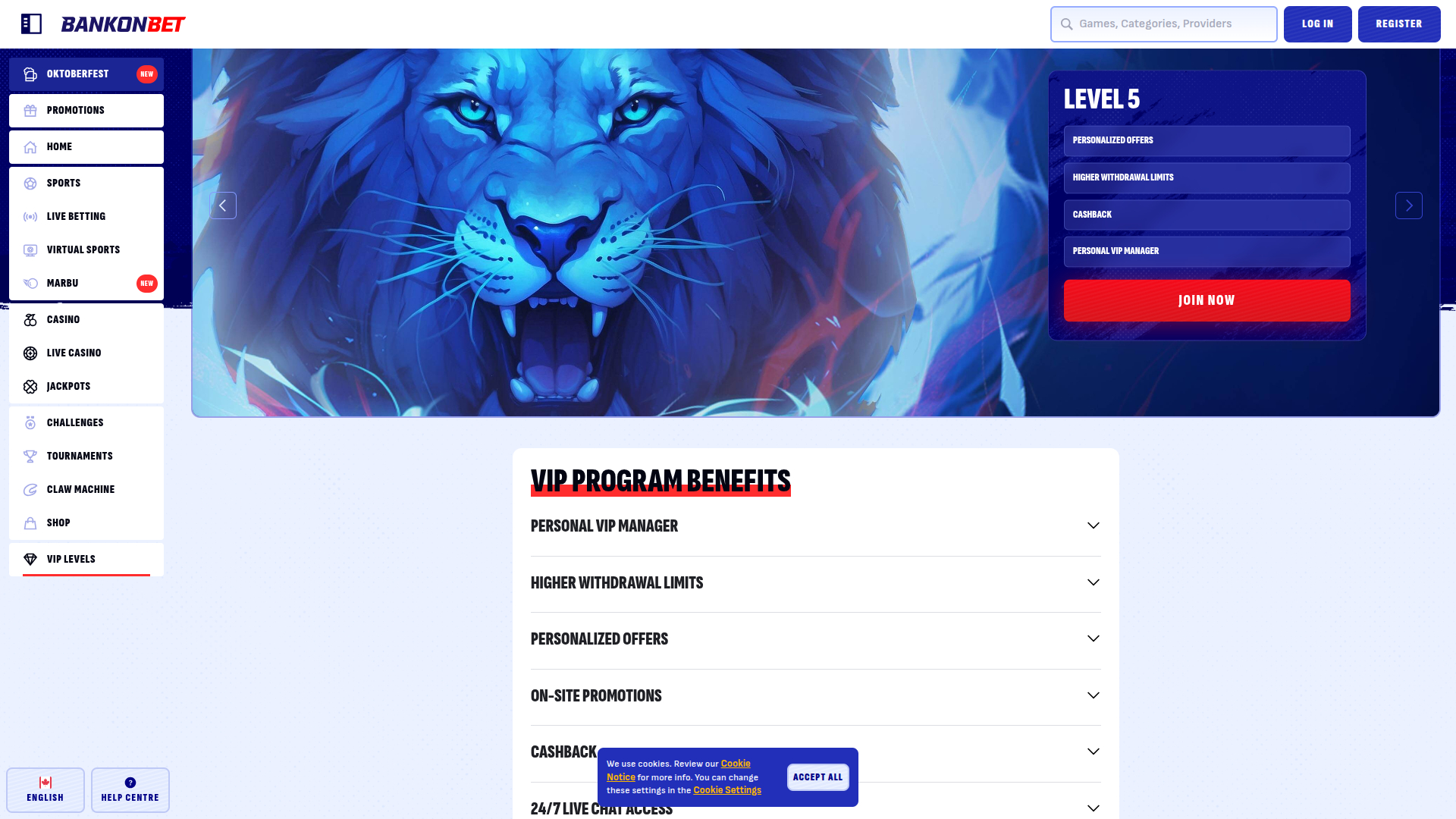 Bankonbet Casino Desktop VIP Program