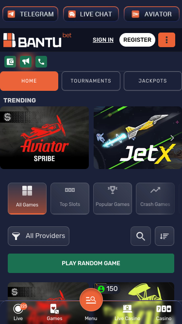 BantuBet Casino Mobile Games