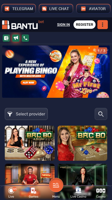 BantuBet Casino Mobile Live Dealer