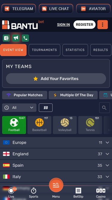 BantuBet Casino Mobile Sports