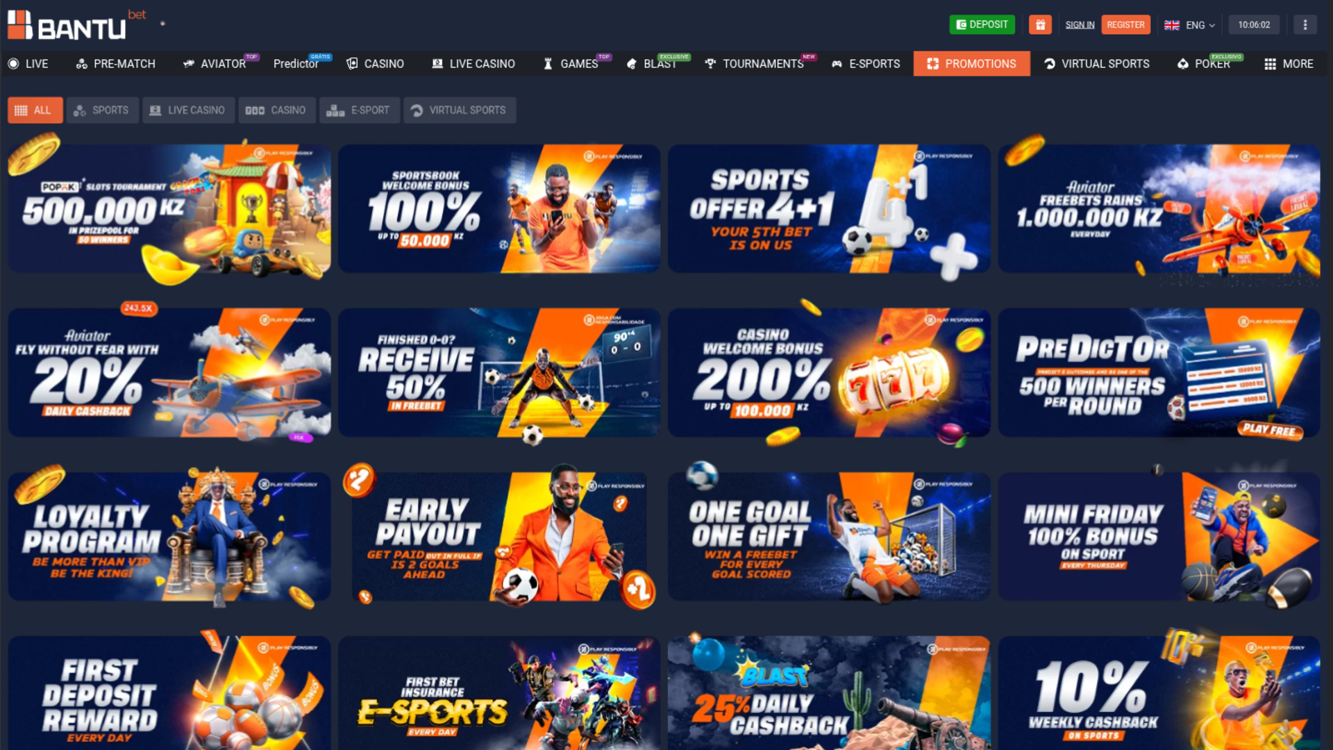 Promotions de BantuBet Casino sur ordinateur