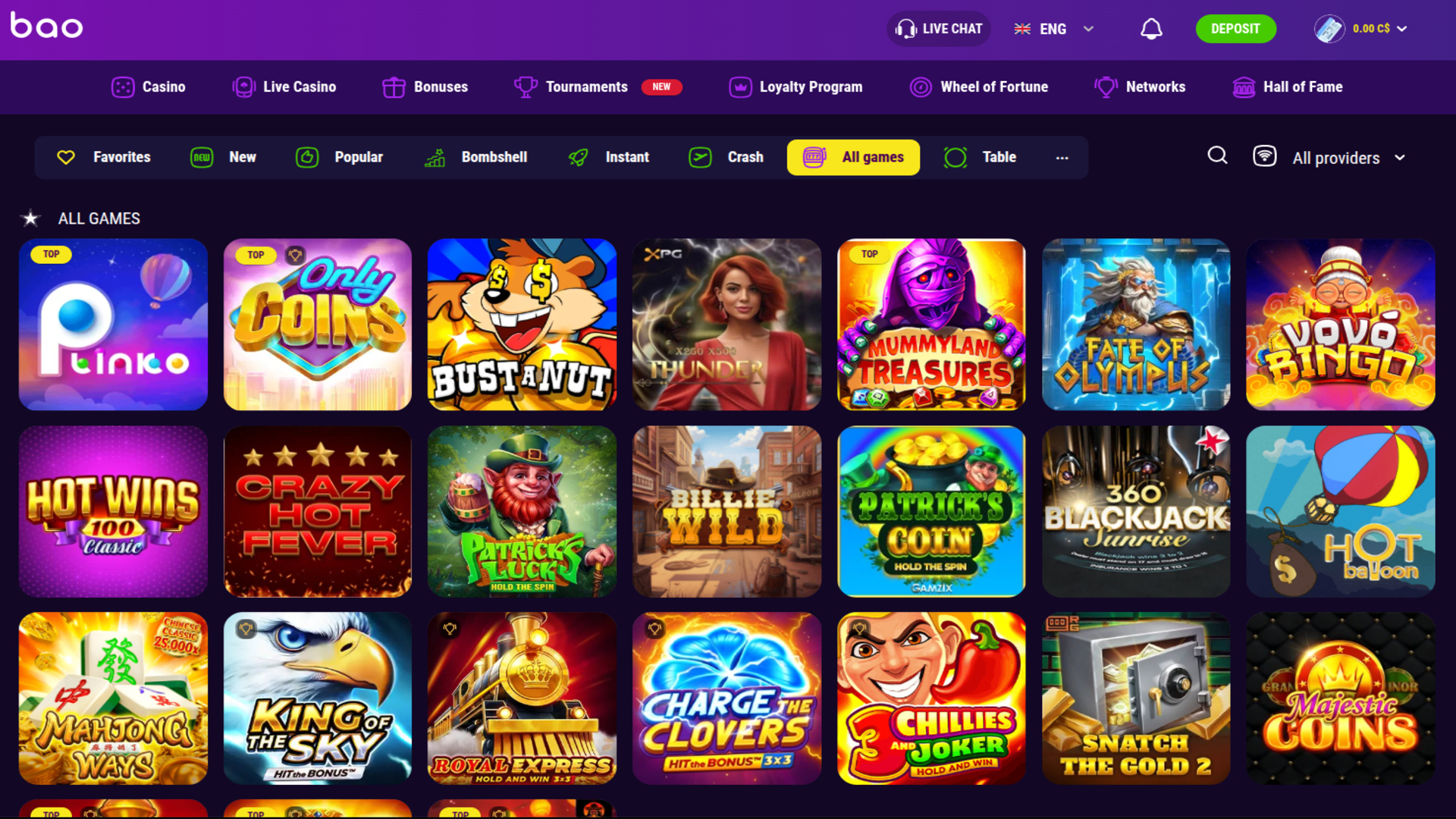 Jeux de Bao Casino sur ordinateur