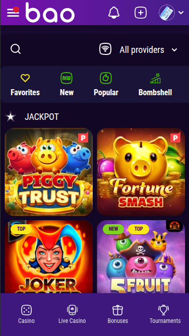 Jackpot mobile de Bao Casino