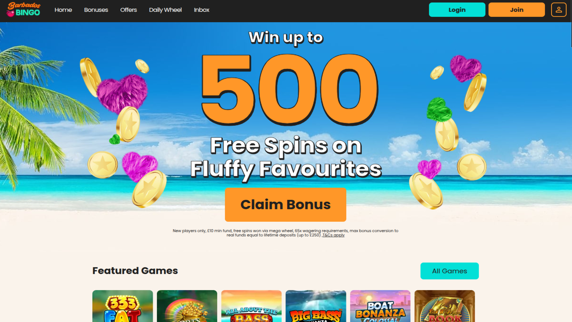 Homepage desktop di Barbados Bingo