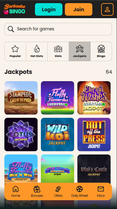 Jackpot mobile di Barbados Bingo