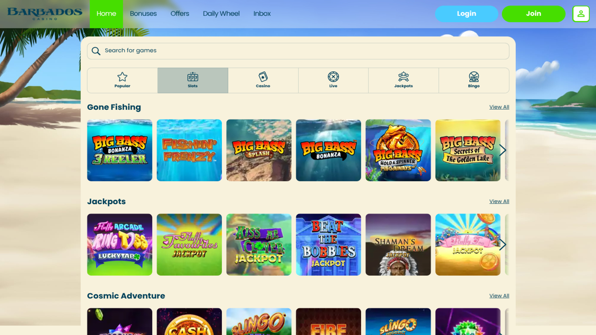 Barbados Casino Desktop-Spiele