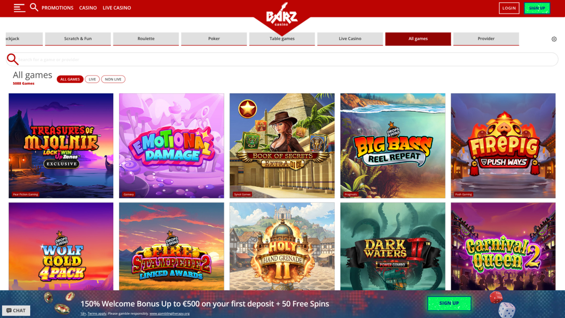 Juegos de escritorio de Barz Casino