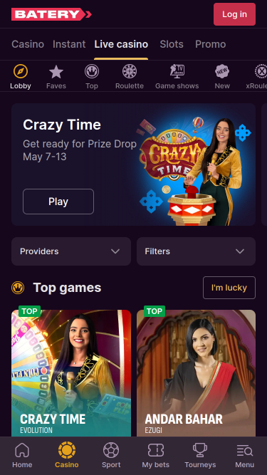 Crupier en vivo móvil de BateryBet Casino