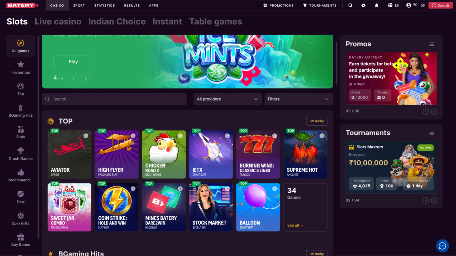 BateryBet Casino Desktop Game Developers