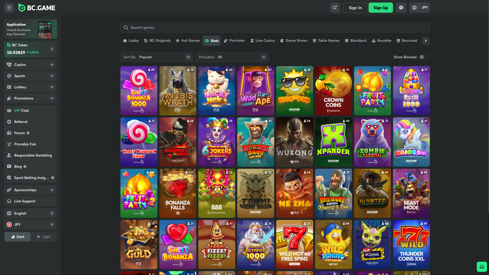 Jeux de casino pour ordinateur BC.Game