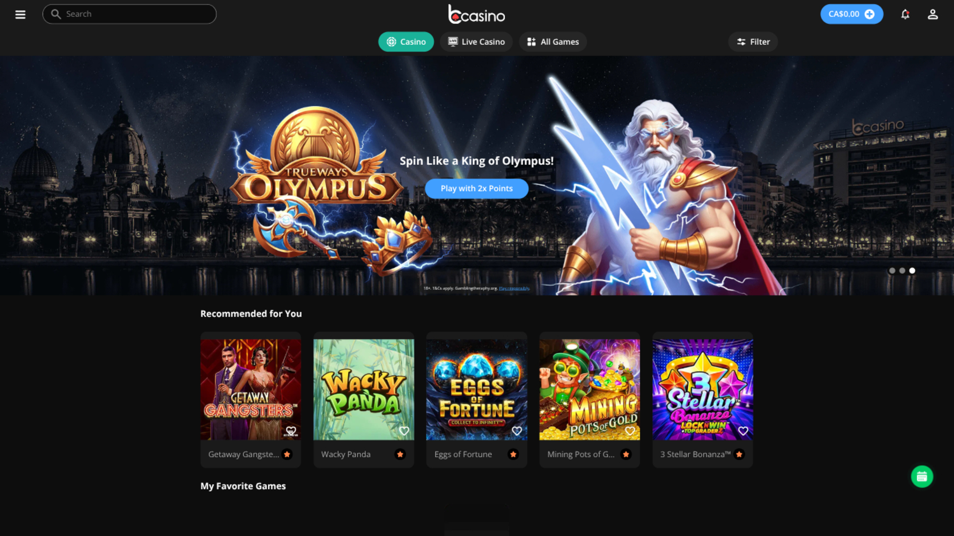 Juegos de bCasino para escritorio