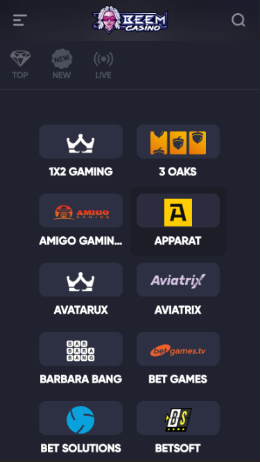 Développeurs de jeux mobiles de Beem Casino