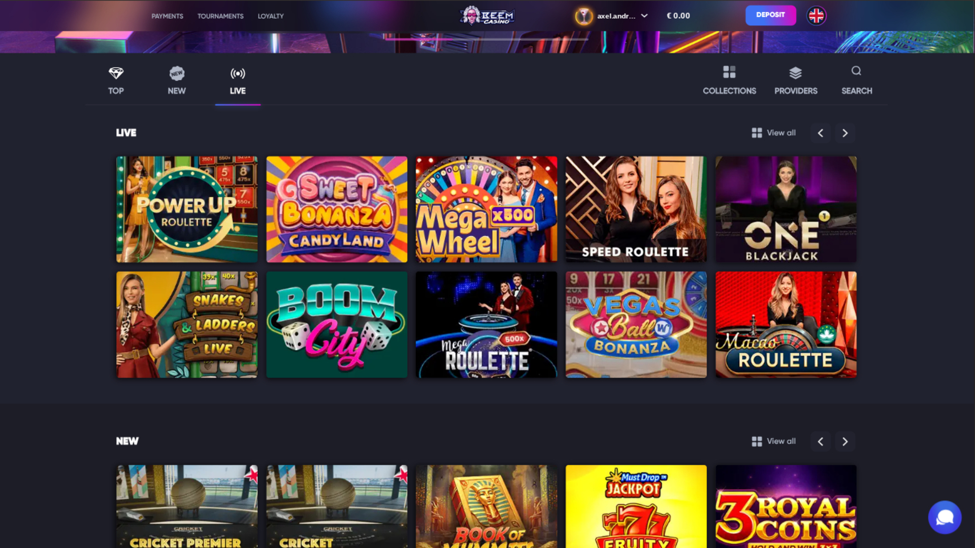 Croupier en direct de Beem Casino sur ordinateur