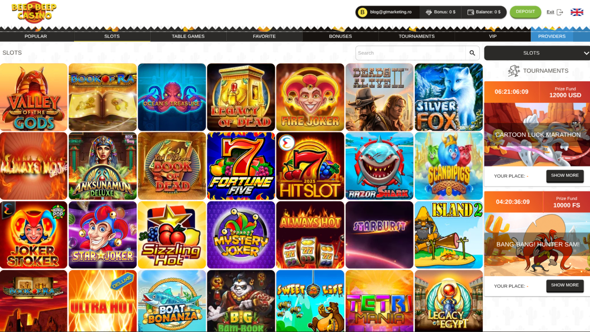 Jeux de Beep Beep Casino sur ordinateur
