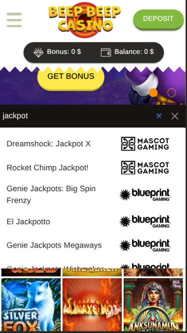 Jackpot mobile de Beep Beep Casino