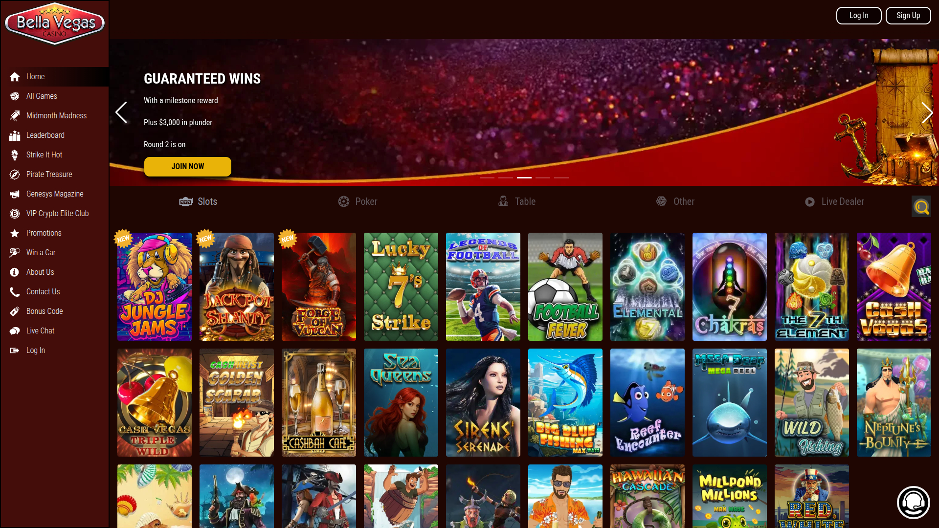 Bella Vegas Casino Desktop Homepage