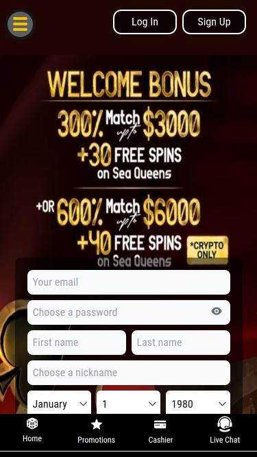 Мобильная главная страница Bella Vegas Casino