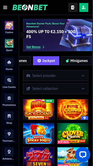 Beonbet Casino Mobile Jackpot