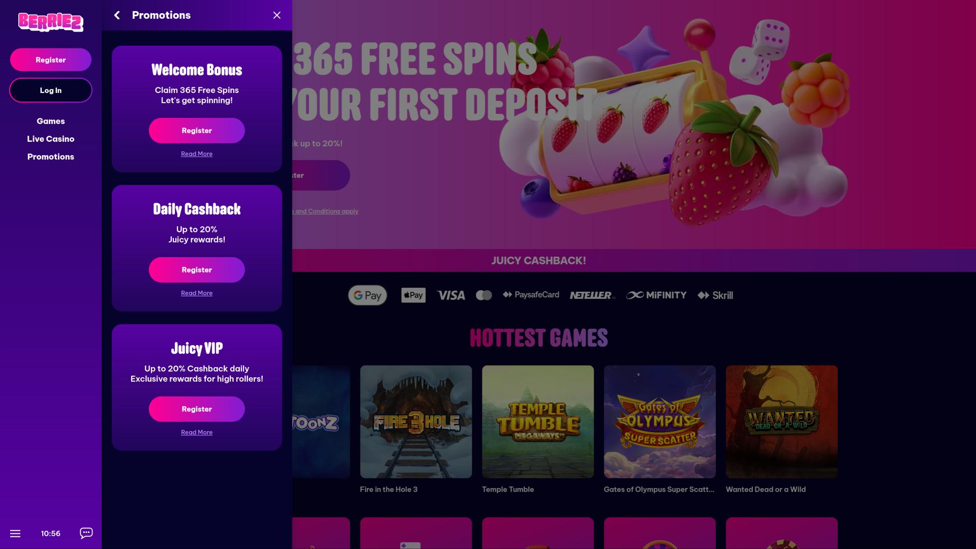 Berriez Casino promotions page