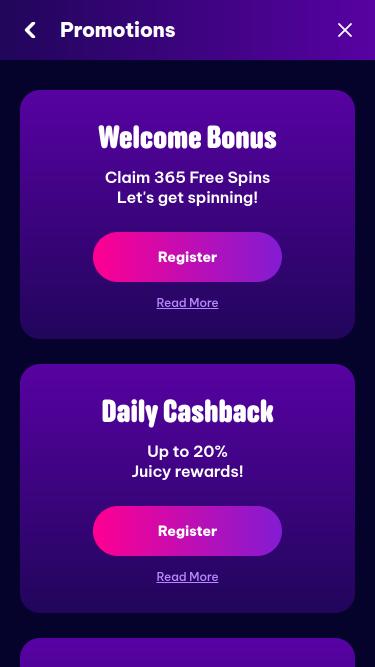 Berriez Casino promotions mobile page