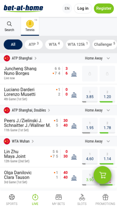 Sports en direct mobiles de Bet-at-home Casino