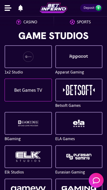 Développeurs de jeux de Bet Inferno Casino sur mobile