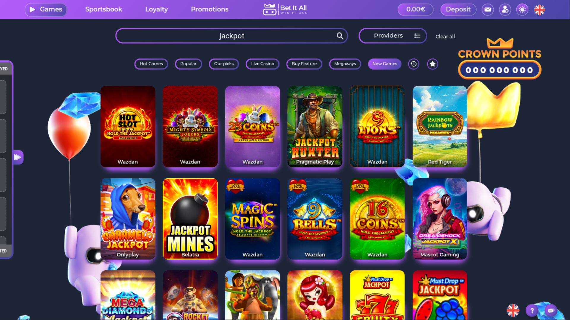 Jackpot de bureau de Bet It All Casino
